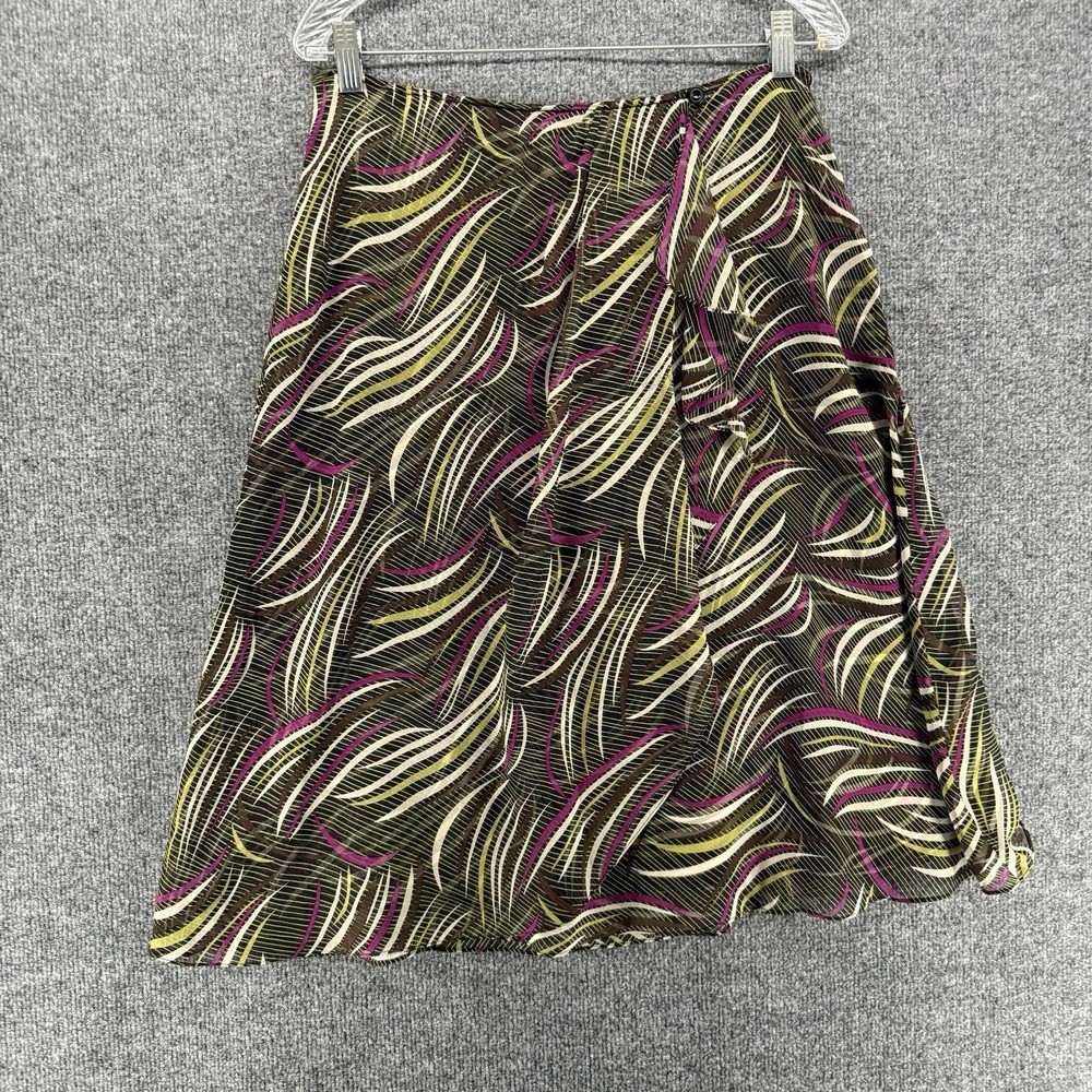 Jones New York Wrap Skirt Womens 12P Silk Green Chiffon 90s Forest Whimsy Fairy